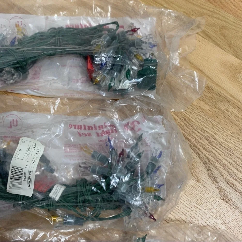 Vintage Flower Petal Reflector Christmas Lights 3 Sets Multi Color NEW Deadstock